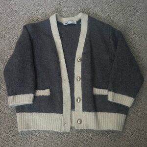 Zara grey and cream cardigan